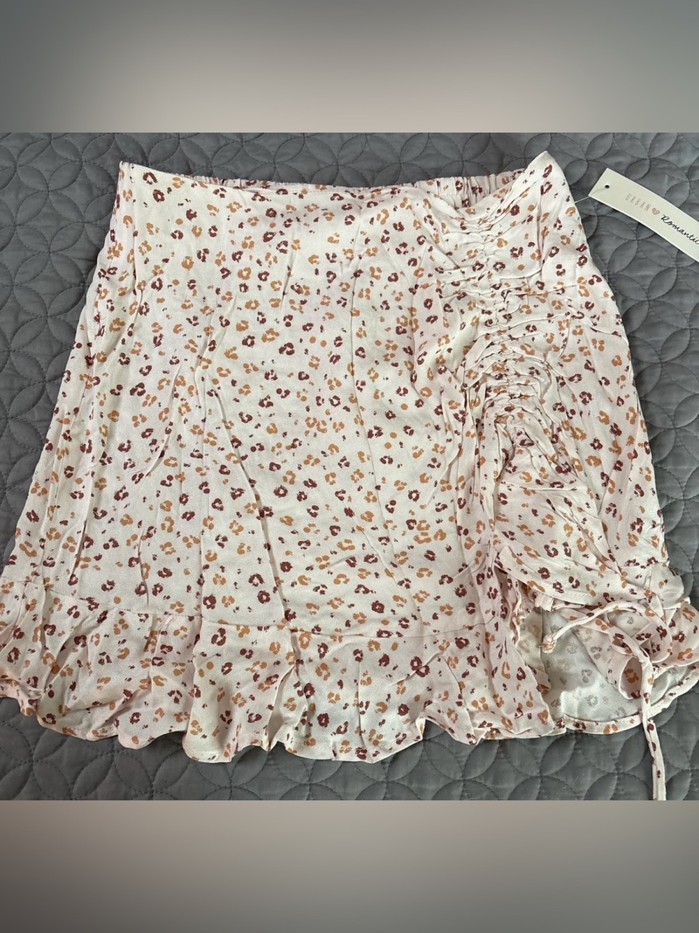 NEW Cream Skirt with Rust and Tan Floral Spots.